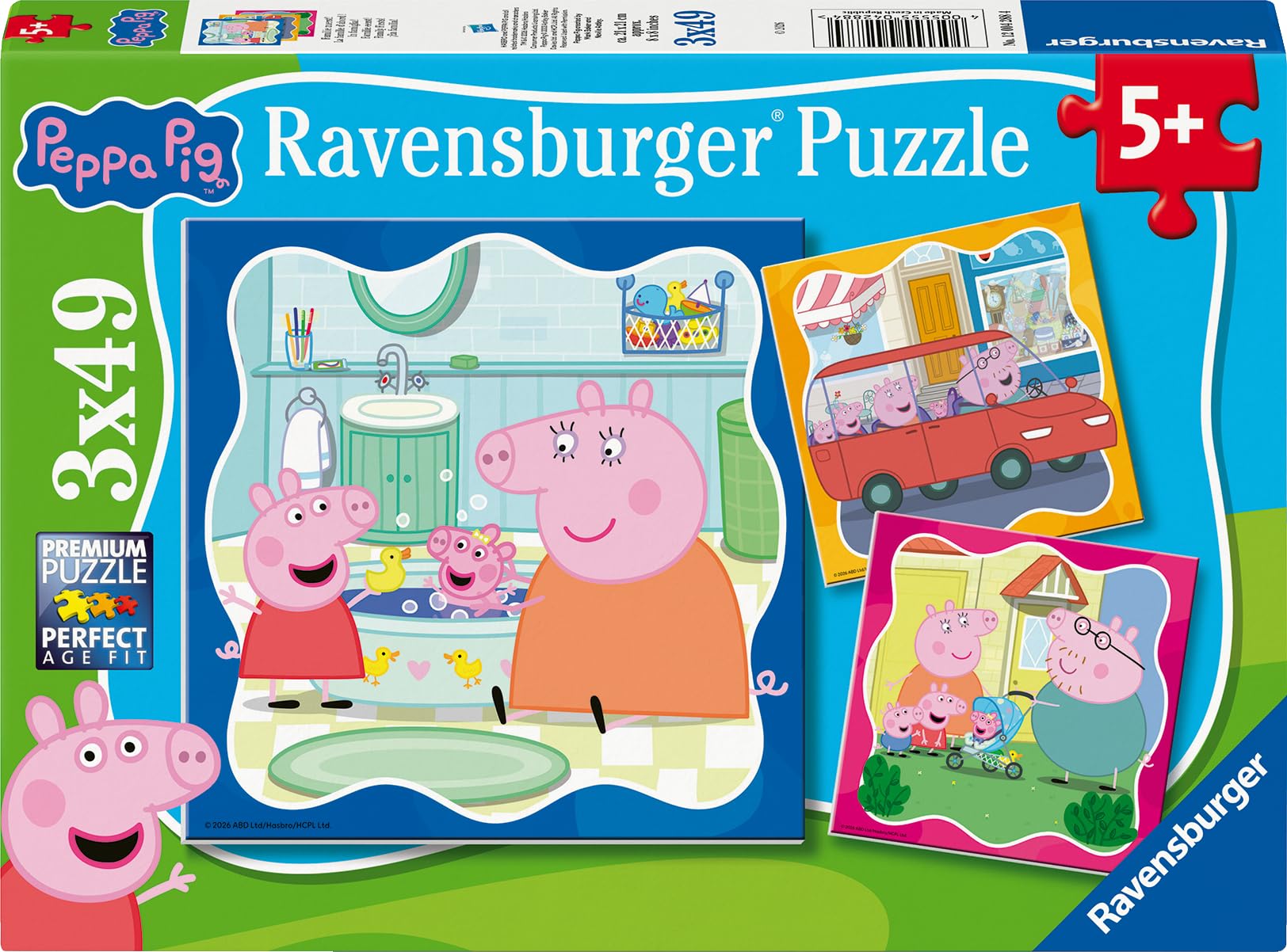 Ravensburger Boys Peppa Pig 3X 49 Piece Jigsaw Puzzles - Family Firsts!
