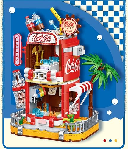 Miniatura 3 de Kit de micro bloques de construcción de coca cola, caja de música modelo de casa de coca, juego de juguetes de ladrillos modulares de bricolaje (718