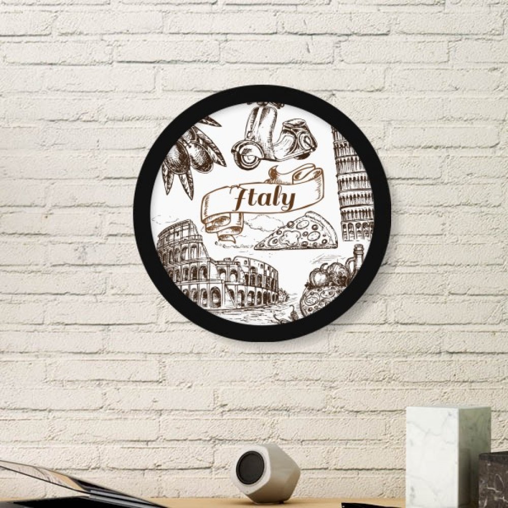 Cadre photo Tour de Pise souvenir d'Italie, idée cadeau originale avec motif rond noir