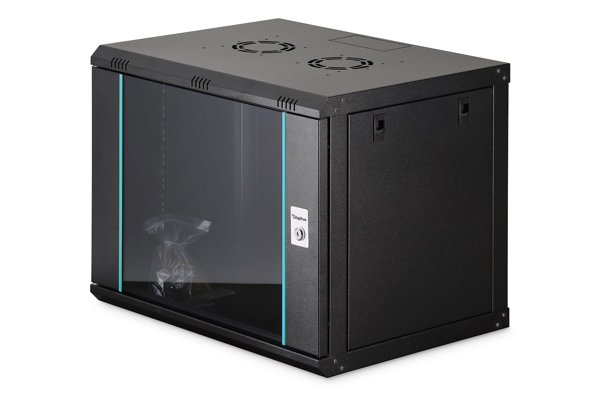 DIGITUS Armario de Red – Rack de 19" 9U – Sin Montar – Montaje en Pared – Profundidad: 450 mm – Profundidad útil: 320 mm – Capacidad de Carga: 60 kg – Puerta de Cristal – Serie Dynamic-N – Negro