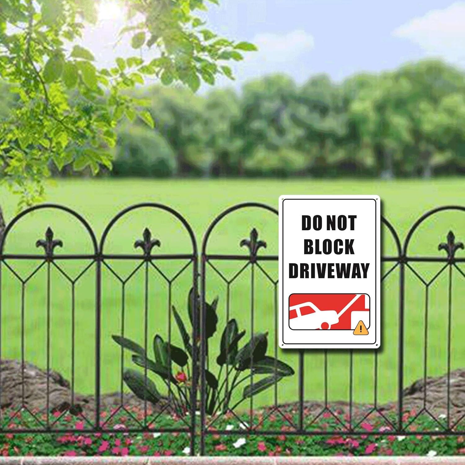 Lygond Metal Sign Tin Sign Warning Sign Do Not Block Driveway Home Decor for Garden 12×16 Inches