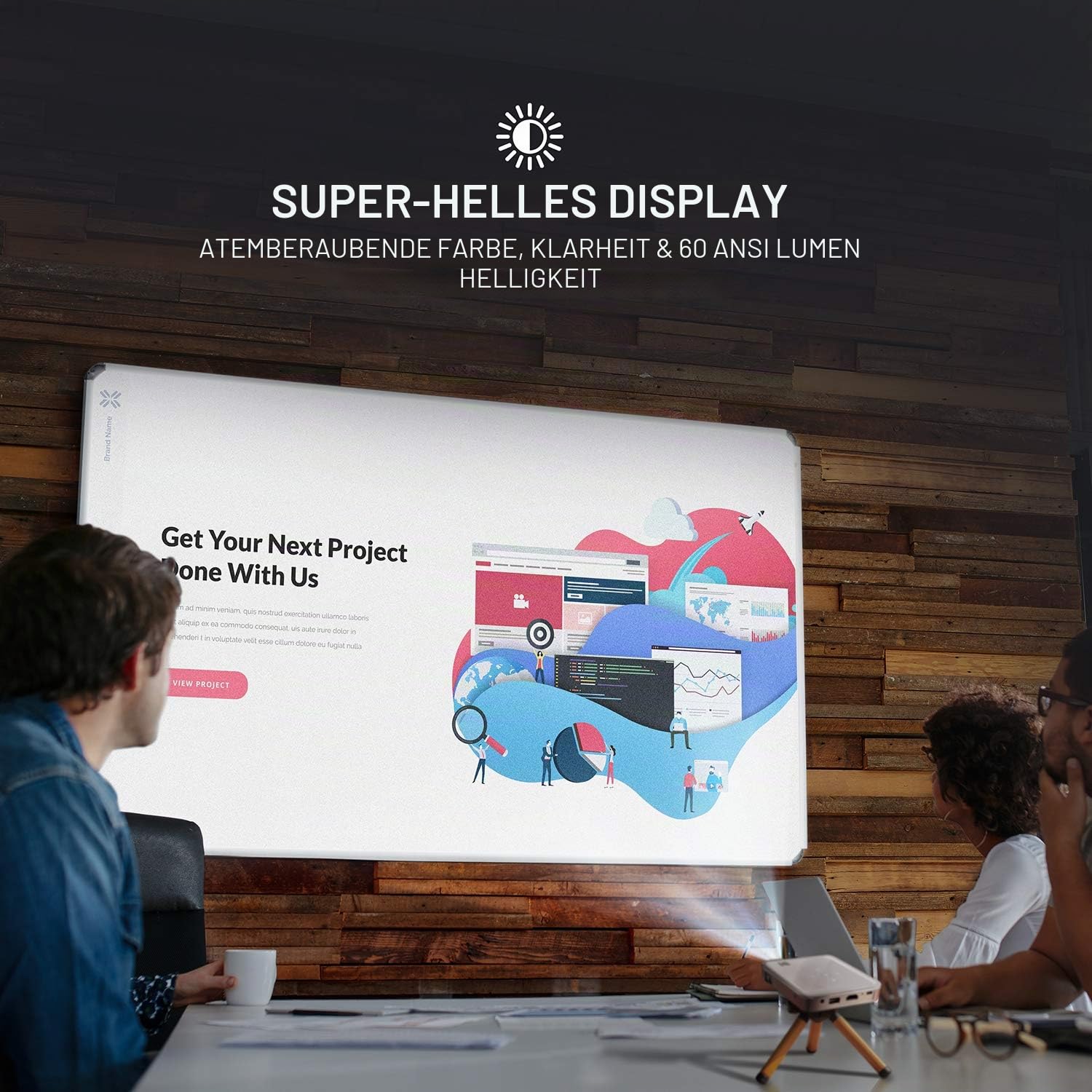 KODAK Luma 150 Tragbarer Projektor - Wiederaufladbarer 1080p HD LED DLP-Projektor - Eingebauter Lautsprecher, HDMI, USB und Micro SD - Kompatibel mit iOS- und Android-Geräten