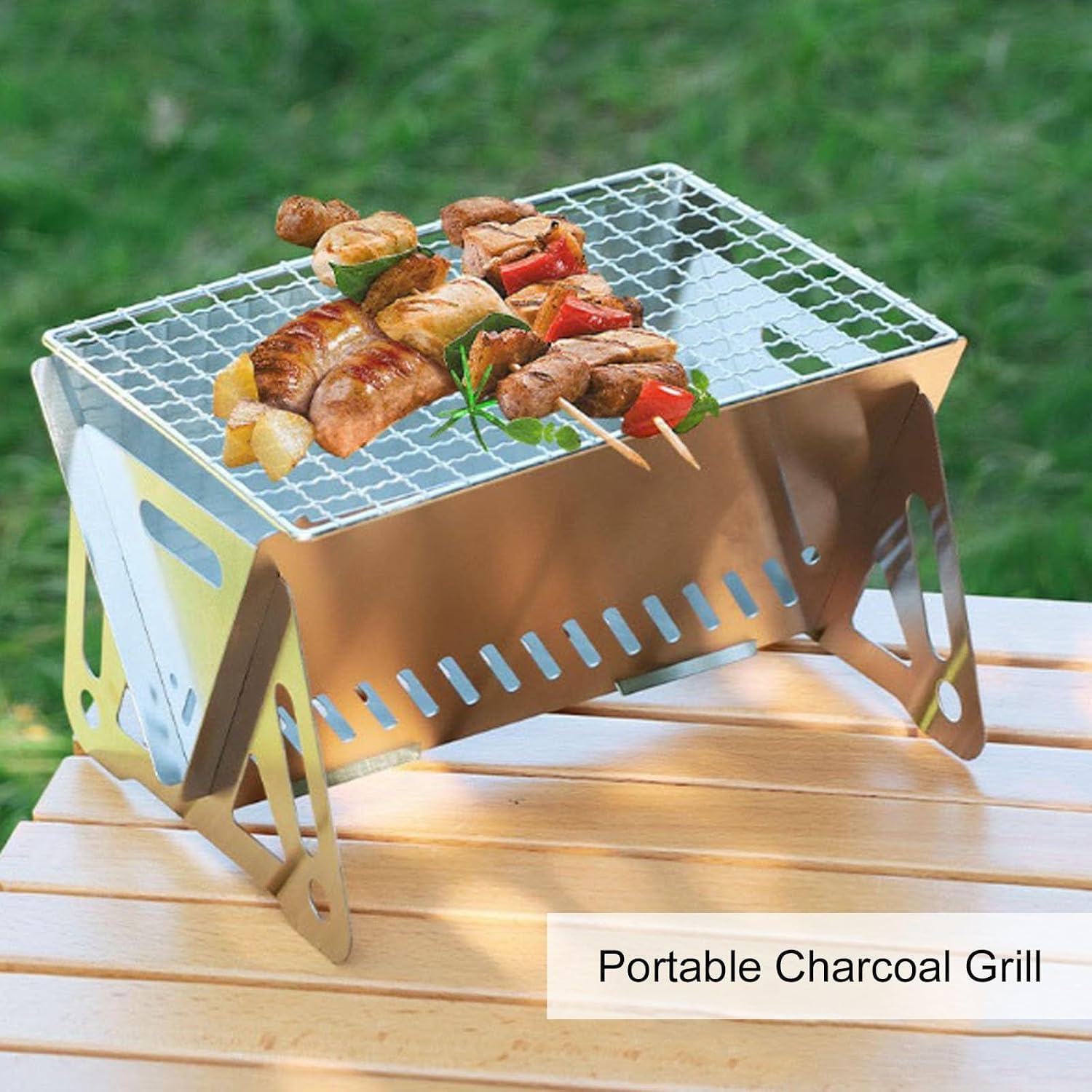 Barbecue A Carbone Pieghevole Portatile, Piccolo Barbecue in Acciaio Inossidabile per Campeggio, Picnic E Giardino Allaperto, Ideale per 2-3 Persone, Design Compatto E Leggero da Small