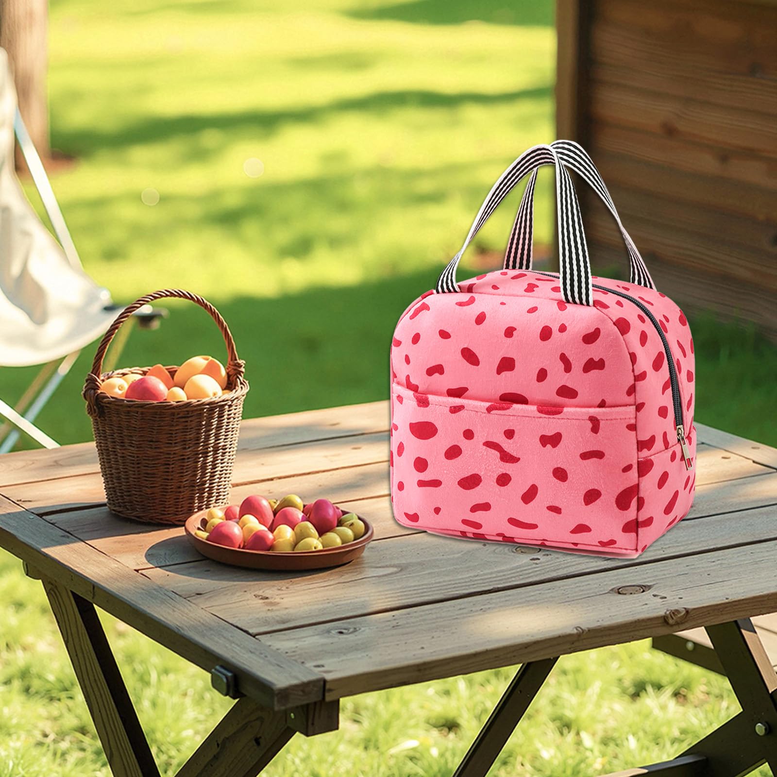 ENEN Borsa Termica Porta Pranzo Rosa – 27x15x21,5 Cm, Isolata, Riutilizzabile, Per Lavoro, Scuola, Picnic E Viaggi