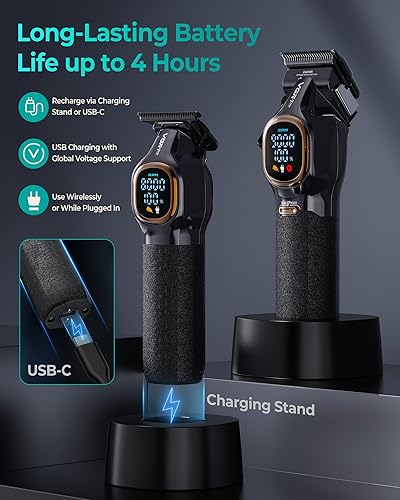 Miniatura 5 de Cortapelos profesionales para hombres, juego de cortapelos y recortadora de peluquería profesional, cortapelos inalámbricos para cortar cabello con