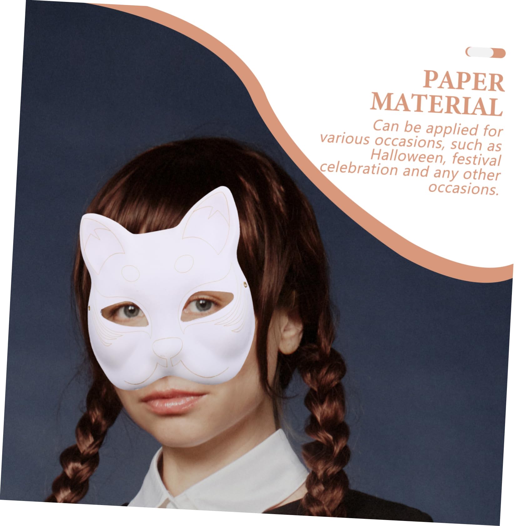 ERINGOGO 5Pcs Blank Cat Shape Masks for DIY Crafting Unpainted White Paper Masks for Creative Projects for Masquerade and Cosplay Parties