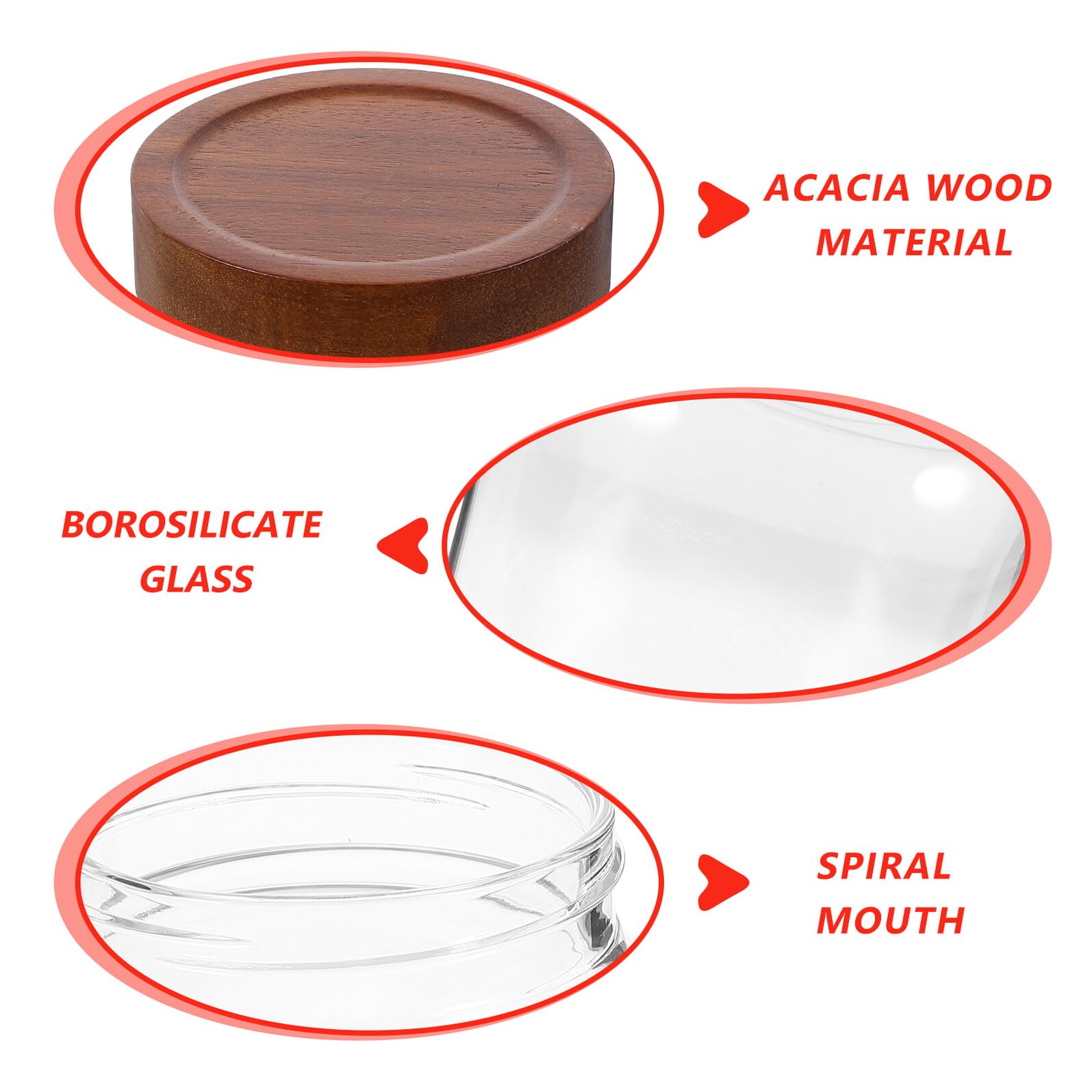 Gatuida Hochborosilikat Glas Vorratsglas mit Holzdeckel 2800ml | Luftdicht, Transparentes Design, Leicht zu Befüllen und Reinigen, Platzsparend für Küche und Vorrat