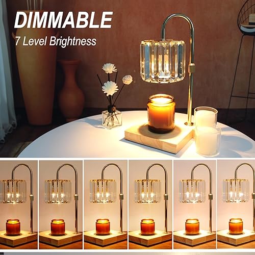 Vista 2 de Candle Warmer Lamp with Timer, Dimmable Electric Candle Wamer Adjustable Height, Glass Modern Candles Melter Lamp, Gifts for Women Mom, Clear