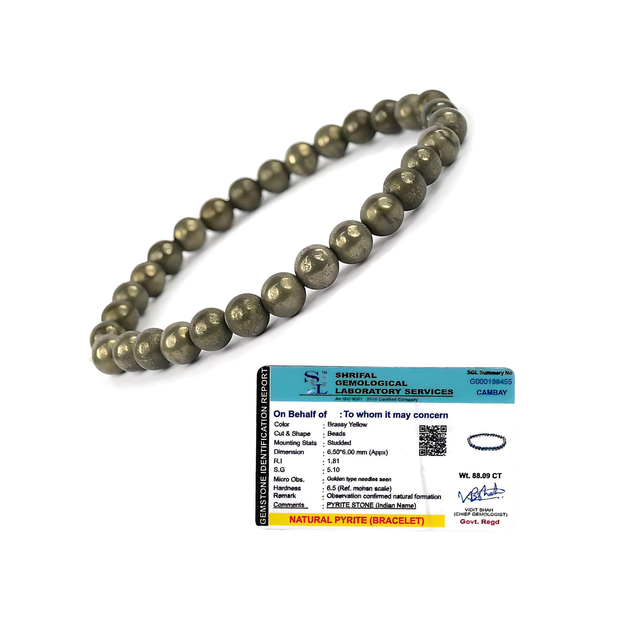 Ikka Jewels Natural Reiki Feng Shui Healing Pyrite Bracelet - Lab Certified 6mm Beads (B0D9NVX4ZT) Amazon Price History, Amazon Price Tracker