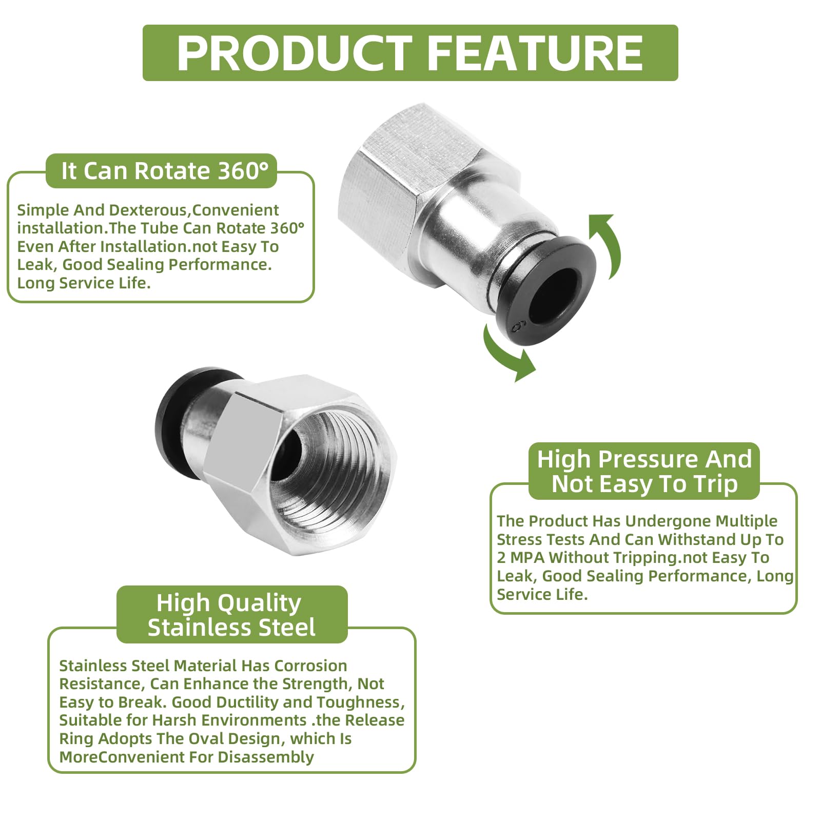 Raccordi Pneumatici Push-In 1/4" BSP Femmina - 10 Pezzi Per Tubo 6 Mm, Aria Compressa - Foto 2