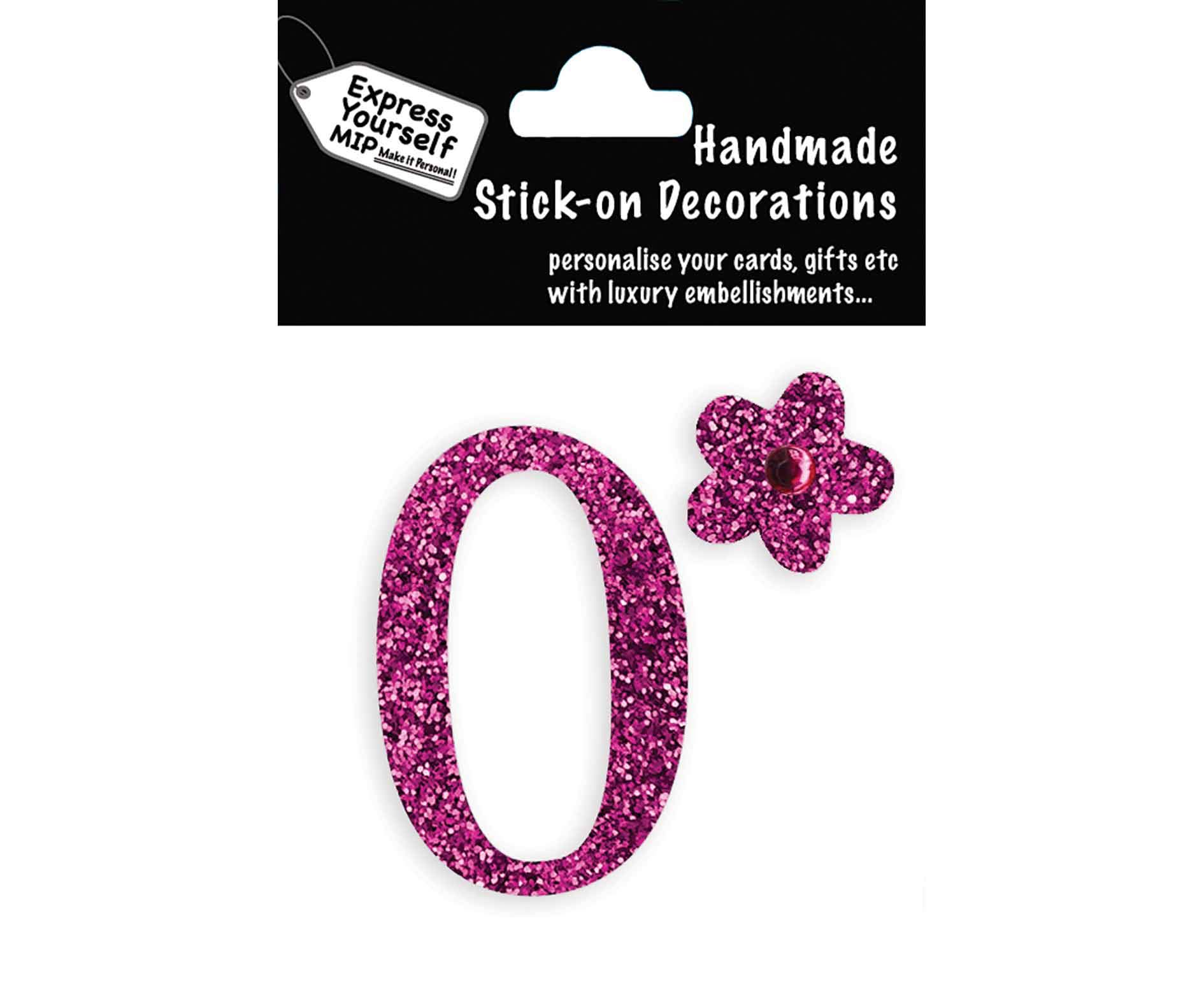 Express Yourself DIY, self Adhesive, Pink Number 0, Topper - Ideal for Card Making, Scrapbooking, Papercrafts, Childrens Crafts etc