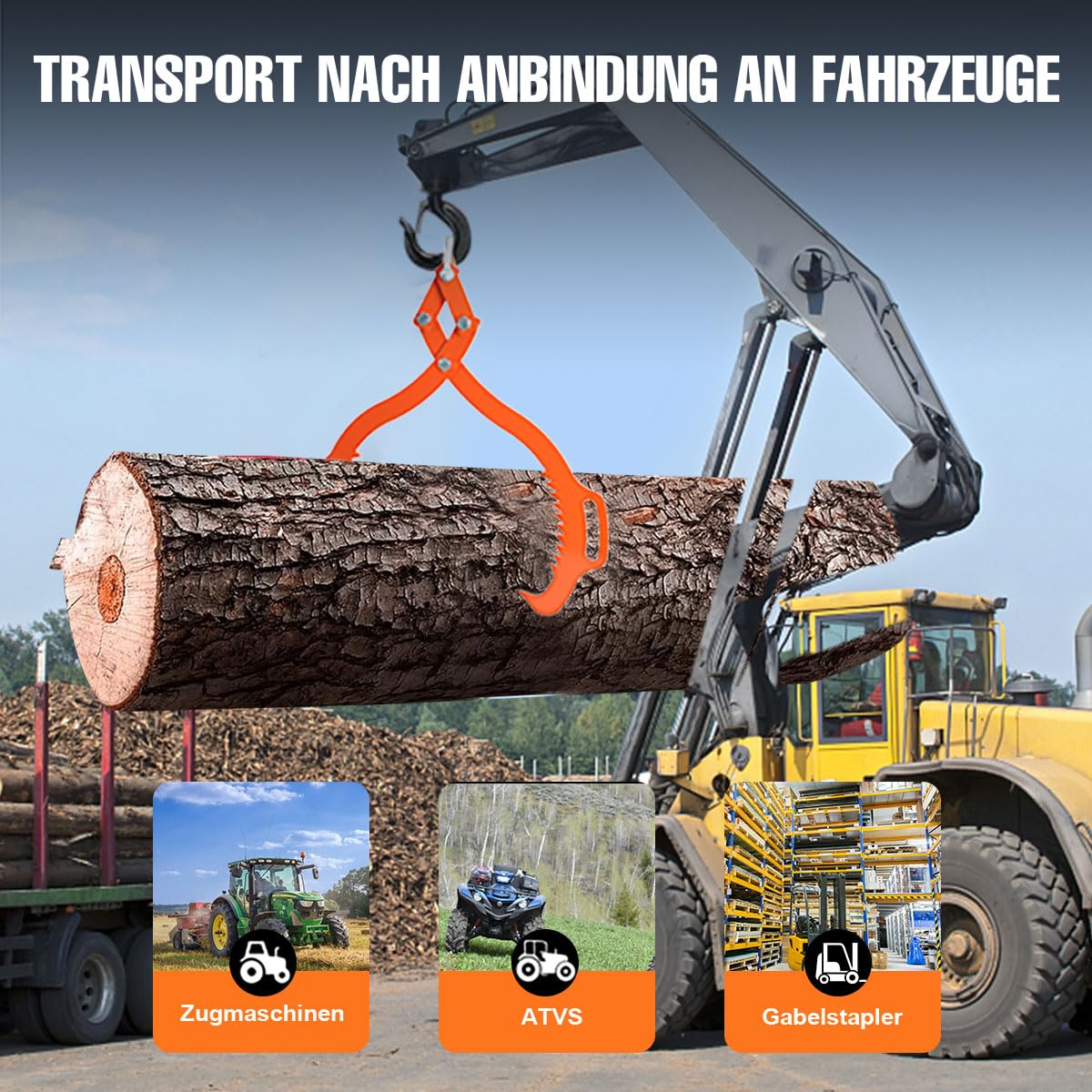 Alicates forestales para troncos de árboles, 600 kg de fuerza de tracción, alicates de carga, pinzas de madera para trabajos de carga, alicates de arrastre, alicates de elevación, pinzas de