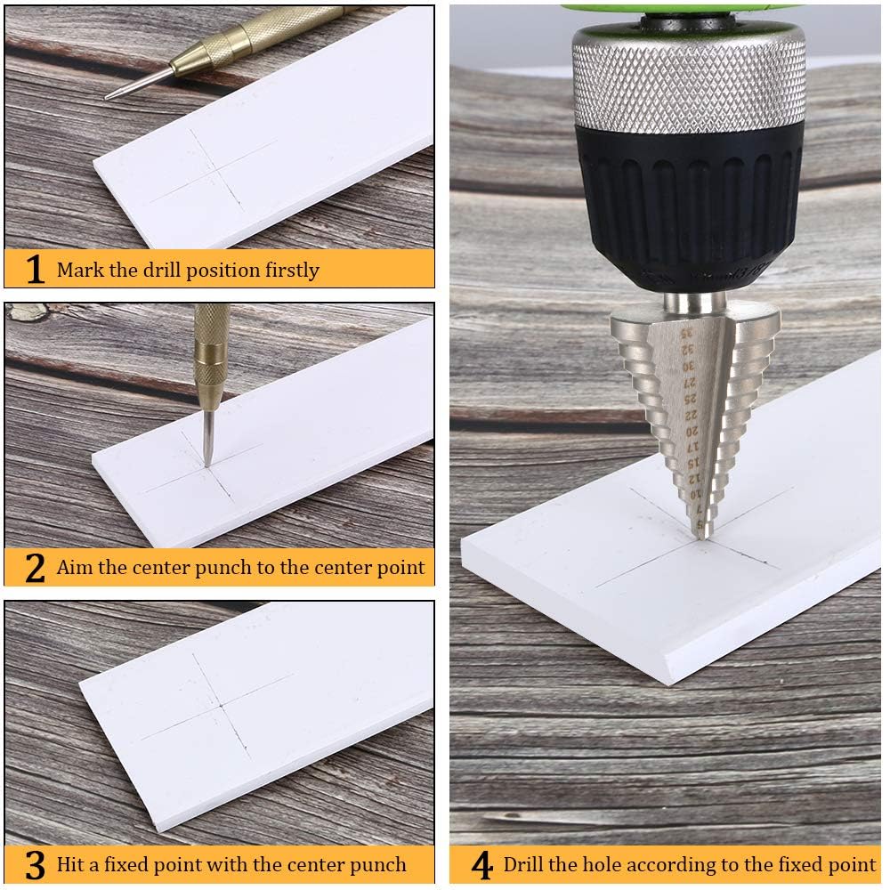 Wiertła stopniowe do metalu, 3-częściowy zestaw wierteł HSS o średnicach Ø4-12/4-20/4-32mm