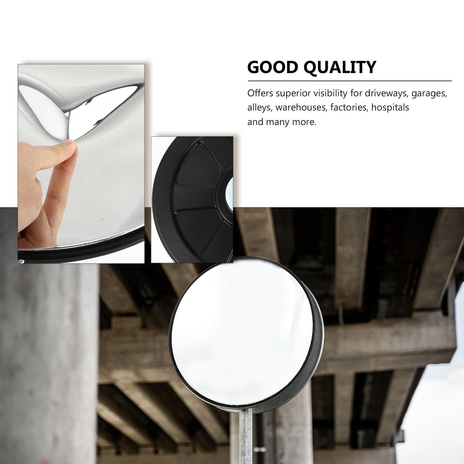 FOMIYES Miroir Convexe de 30 CM Noir en PP et PC Rétroviseur D’Angle Mort pour Sécurité Circulation Miroir de Signalisation Routière pour Garages Parkings et Supermarchés