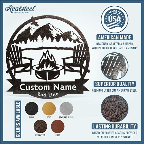 RealSteel Letreros de metal personalizados: arte de pared personalizado para exteriores, placa de nombre de boda y aniversario, decoración de porche