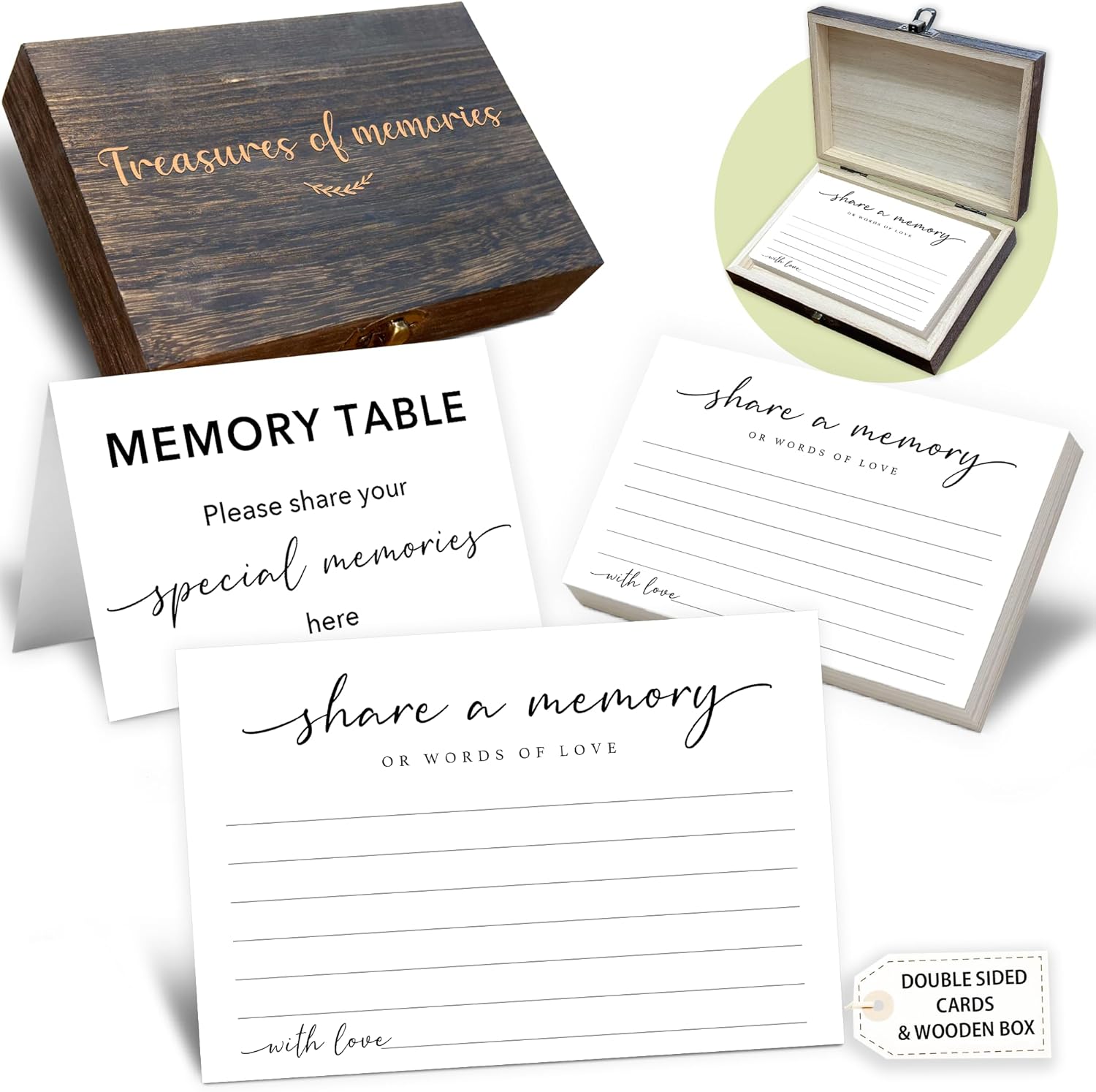 Share A Memory Cards For Celebration of Life Decorations, 50 Psc Share A Memory Box For Funeral Memorial for Funeral Wedding Birthday Graduation Bridal Shower Guest Book Ideas(Minimalism) -A08
