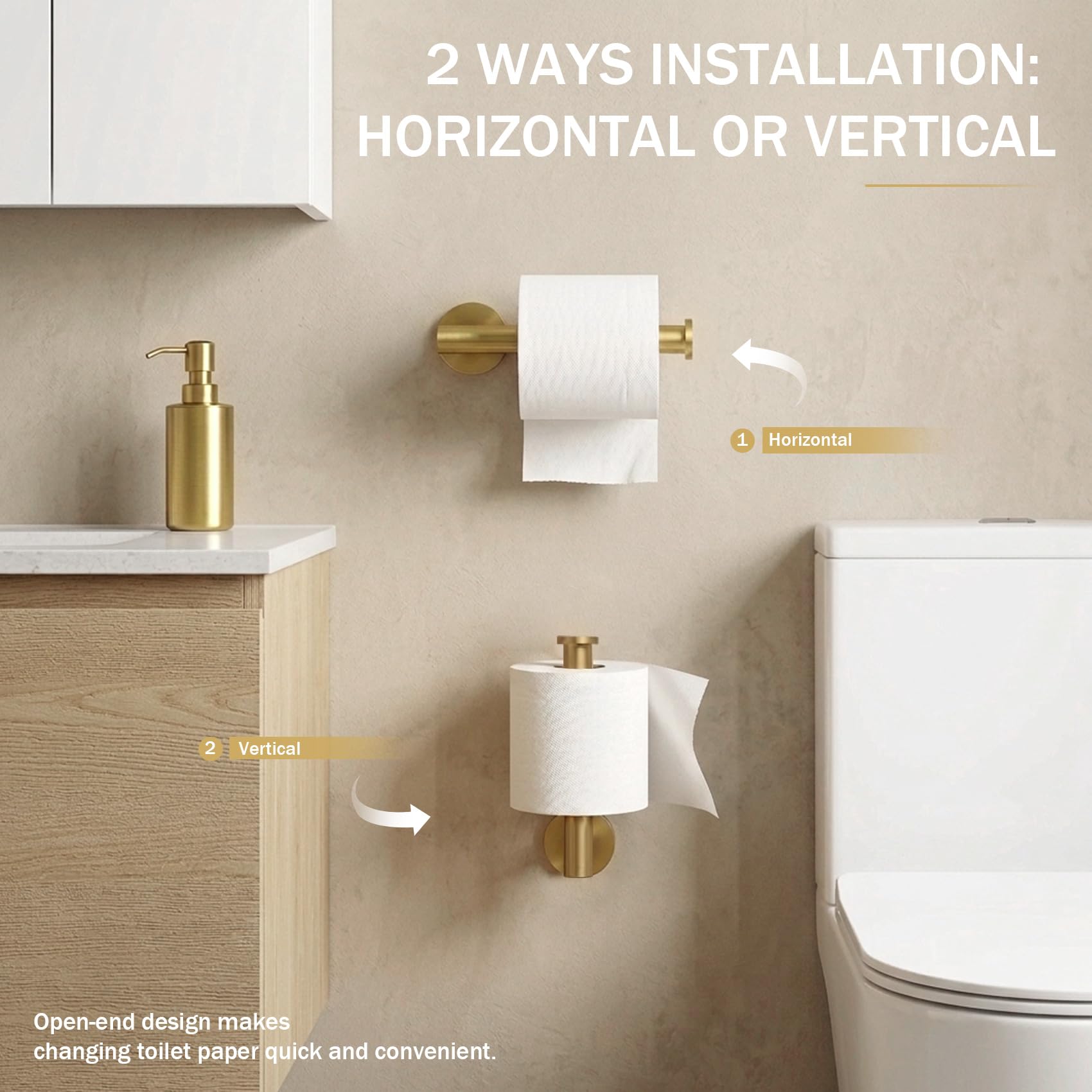 Gold Toilet Paper Holder with Stylish Brushed Gold Finish — Amazon image 3