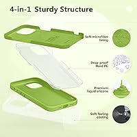 Vista 5 de Funda de silicona para iPhone 14, con 2 protectores de pantalla + 2 protectores de lente de cámara, forro de microfibra suave antiarañazos, funda