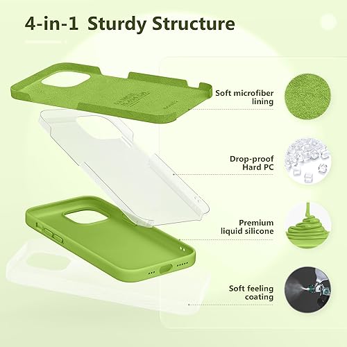 Miniatura 5 de GONEZ Funda de silicona para iPhone 14, con 2 protectores de pantalla + 2 protectores de lente de cámara, forro de microfibra suave antiarañazos,