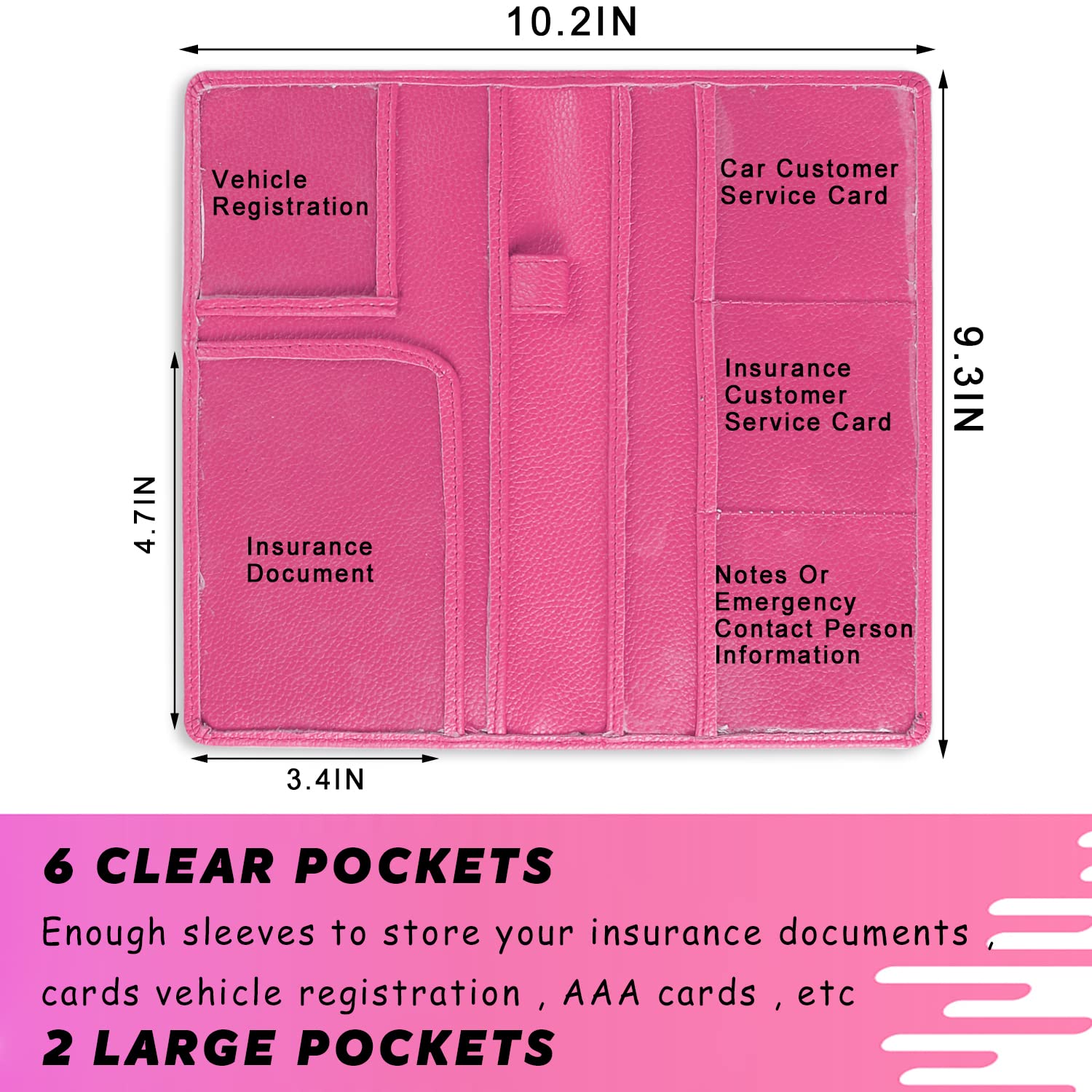 Rainbow Pride Car Registration Holder - PU Leather Glove Box Organizer With Clear Pockets For Insurance, Cards & ID - View #6
