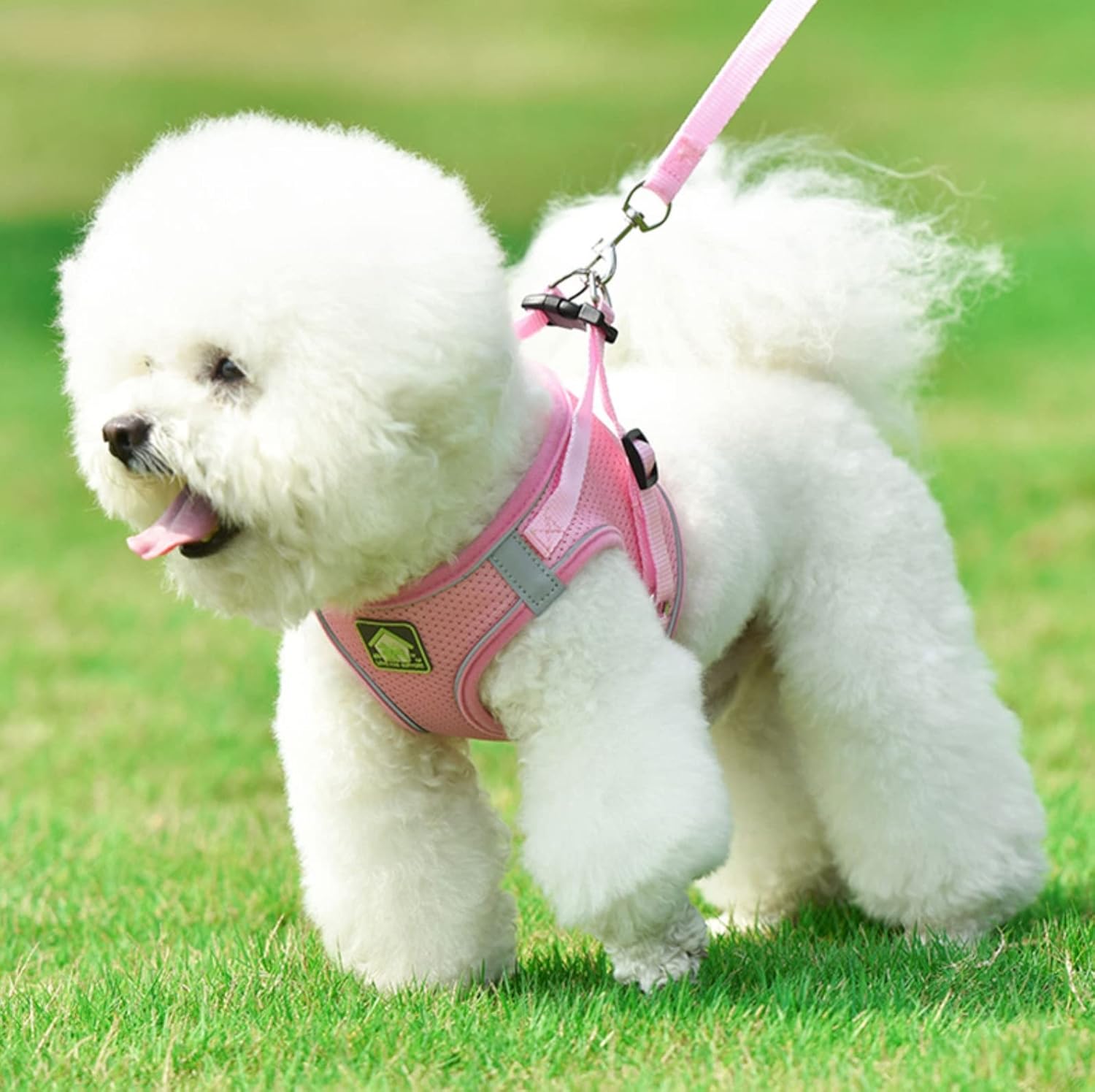 Soft Mesh Dog Harness No Pull Dog Harness Pet Puppy Reflective Comfortable Padded Harnesses (Pink, M)