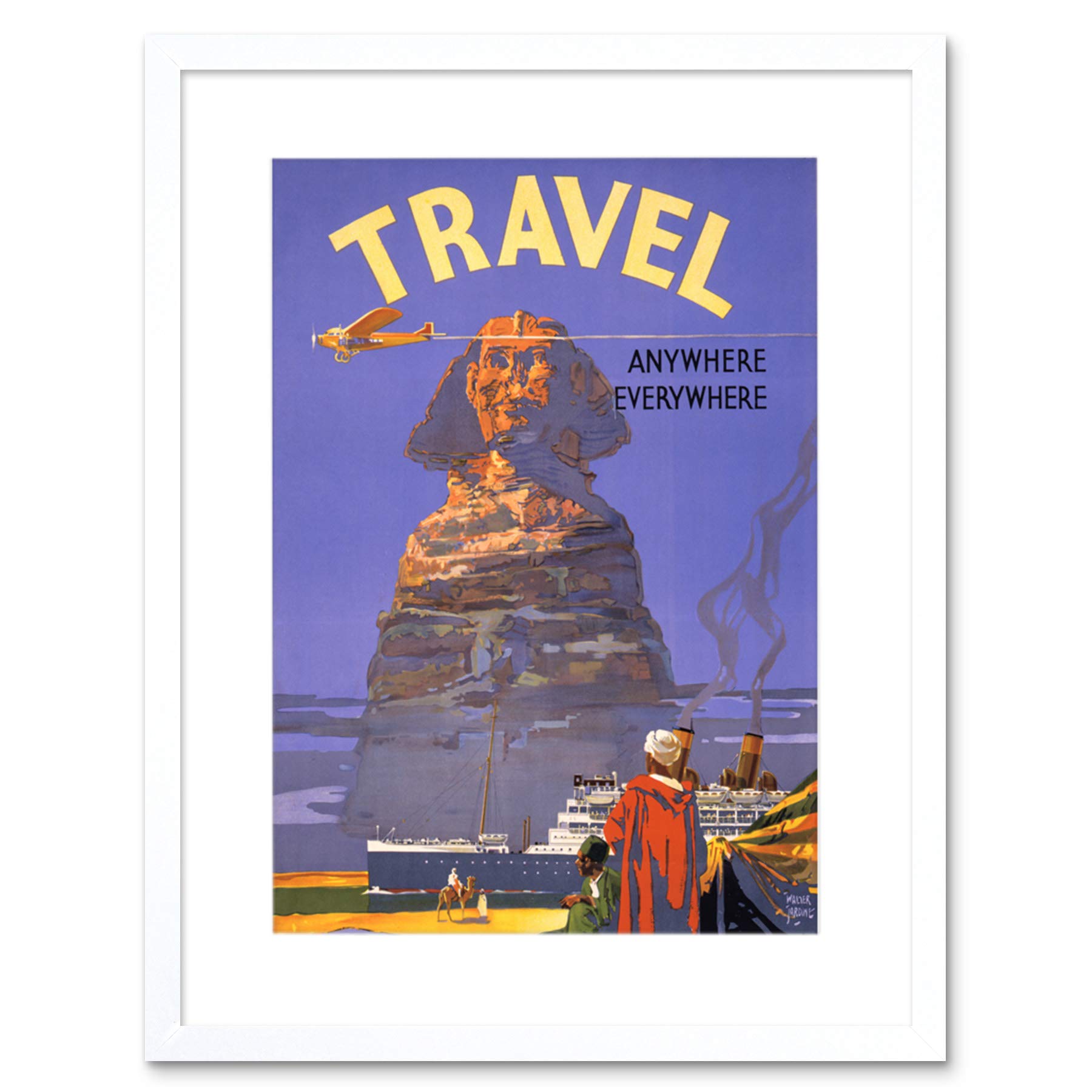 Wee Blue Coo Travel Tourism Ship Liner Egypt Sphinx Vintage Advert Framed Wall Art Print