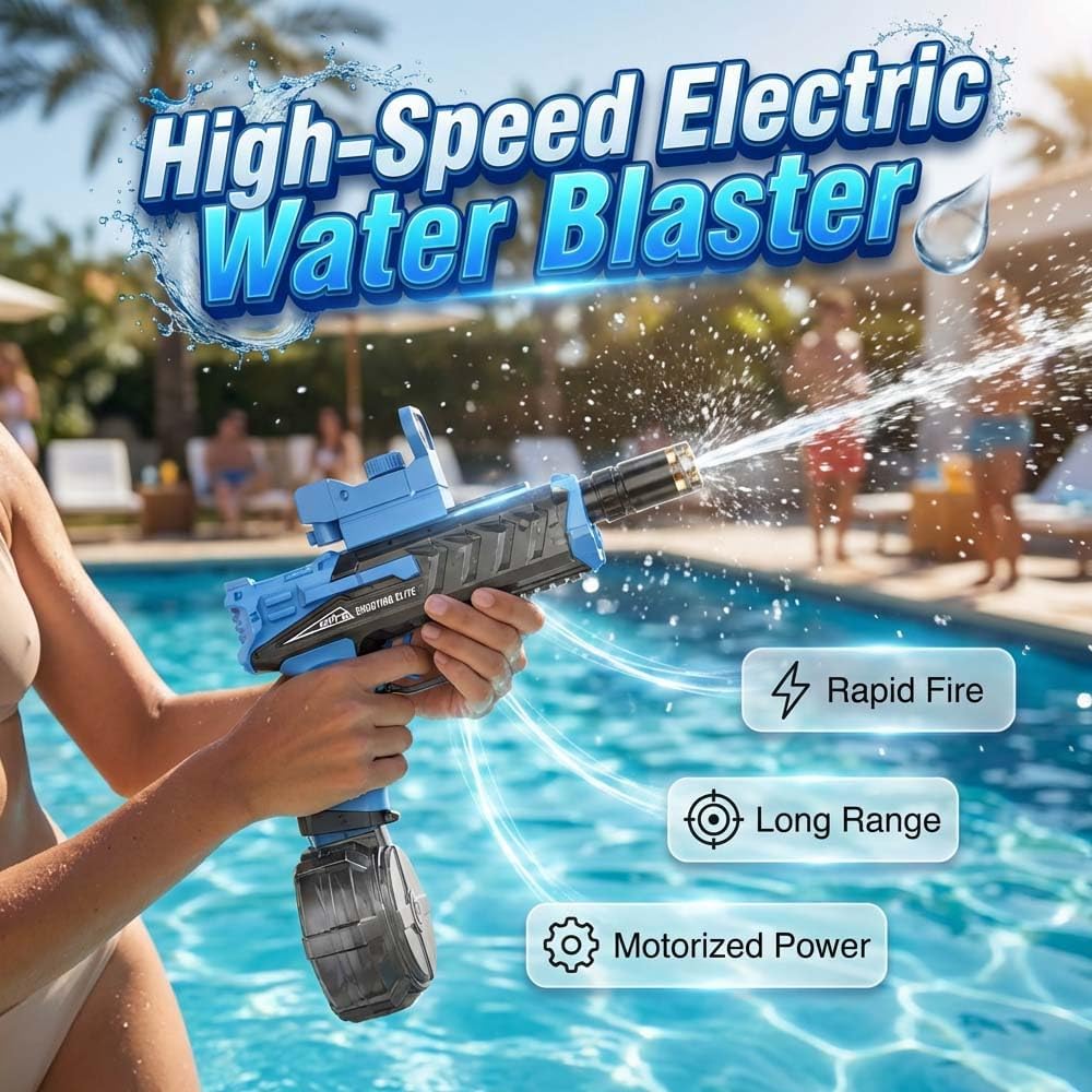 Electric Water Gun, Water Blaster, Light Up Automatic Squirt, Long Range Transparent Electric Squirt, 26-33 FT Long Range, Summer Outdoor Swimming Pool Water for Boys Girls (Grey)