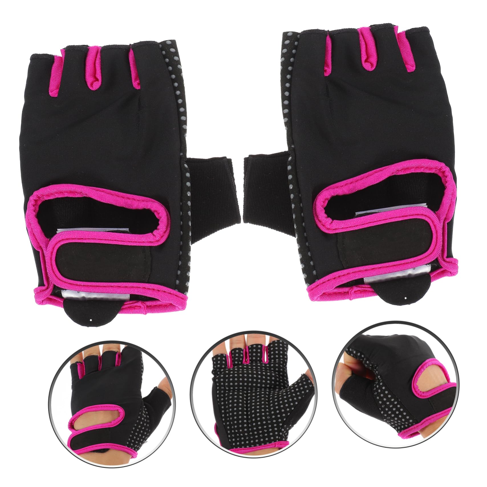 VANZACK 3pièces De Fitness Antidérapants pour Hommes Et Femmes De Yoga Et Exercice Demi-Doigts s Noir Et Rose pour Cyclisme La Randonnée Fitness