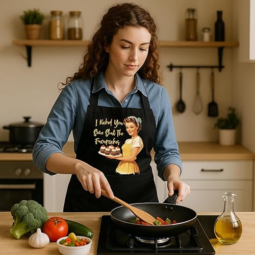 Miniatura 5 de Delantal vintage para hornear para mujer, delantal de hornear con 2 bolsillos, regalos para panaderos, delantales de cocina para Navidad, Acción de