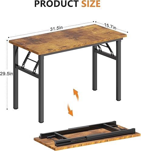 Miniatura 276 de DlandHome Escritorio plegable pequeño de 31.5 pulgadas, escritorio de computadora para oficina en casa, mesa plegable para espacios pequeños, no