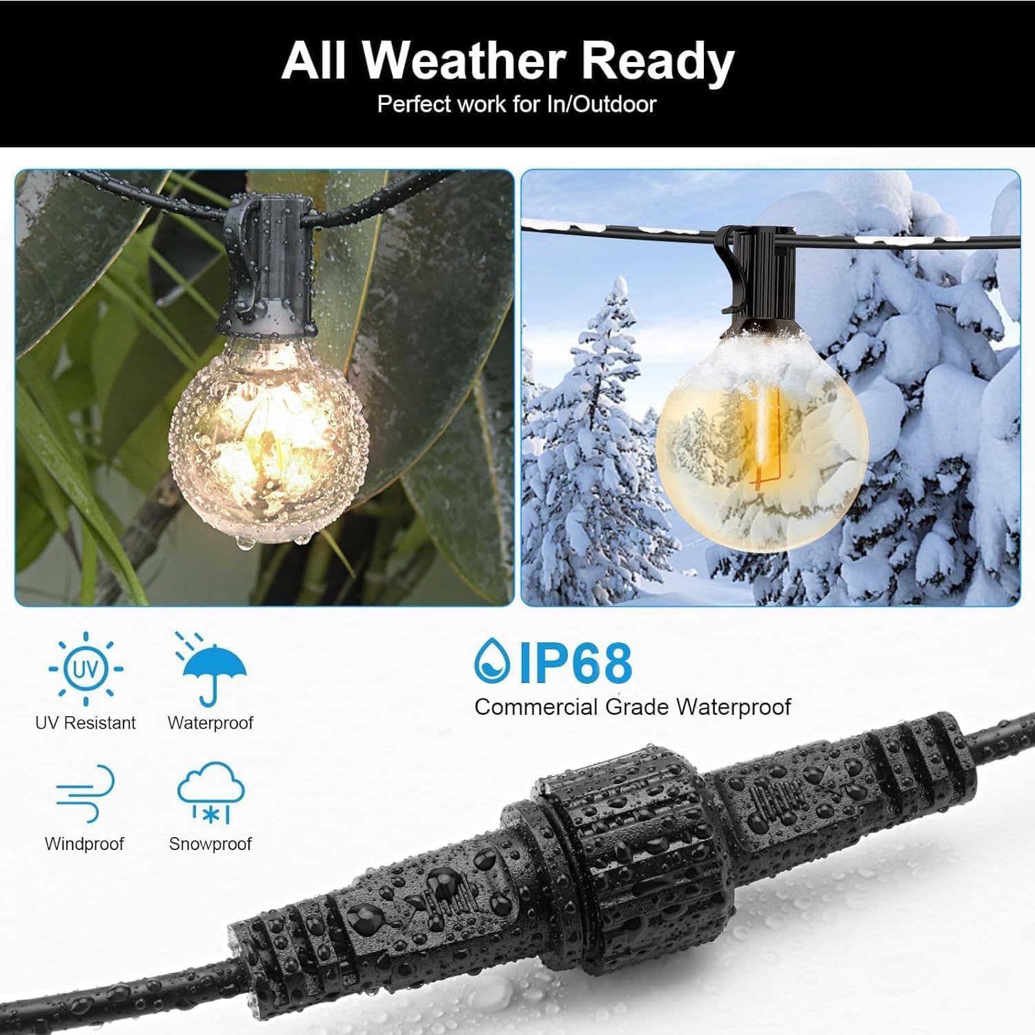 Waterproof Extension Cable, Extension Lead Waterproof Cord,IP68 Extension Cable for Solar Spotlights,Garden Spike Lights,LED Strip Lights - Image 4