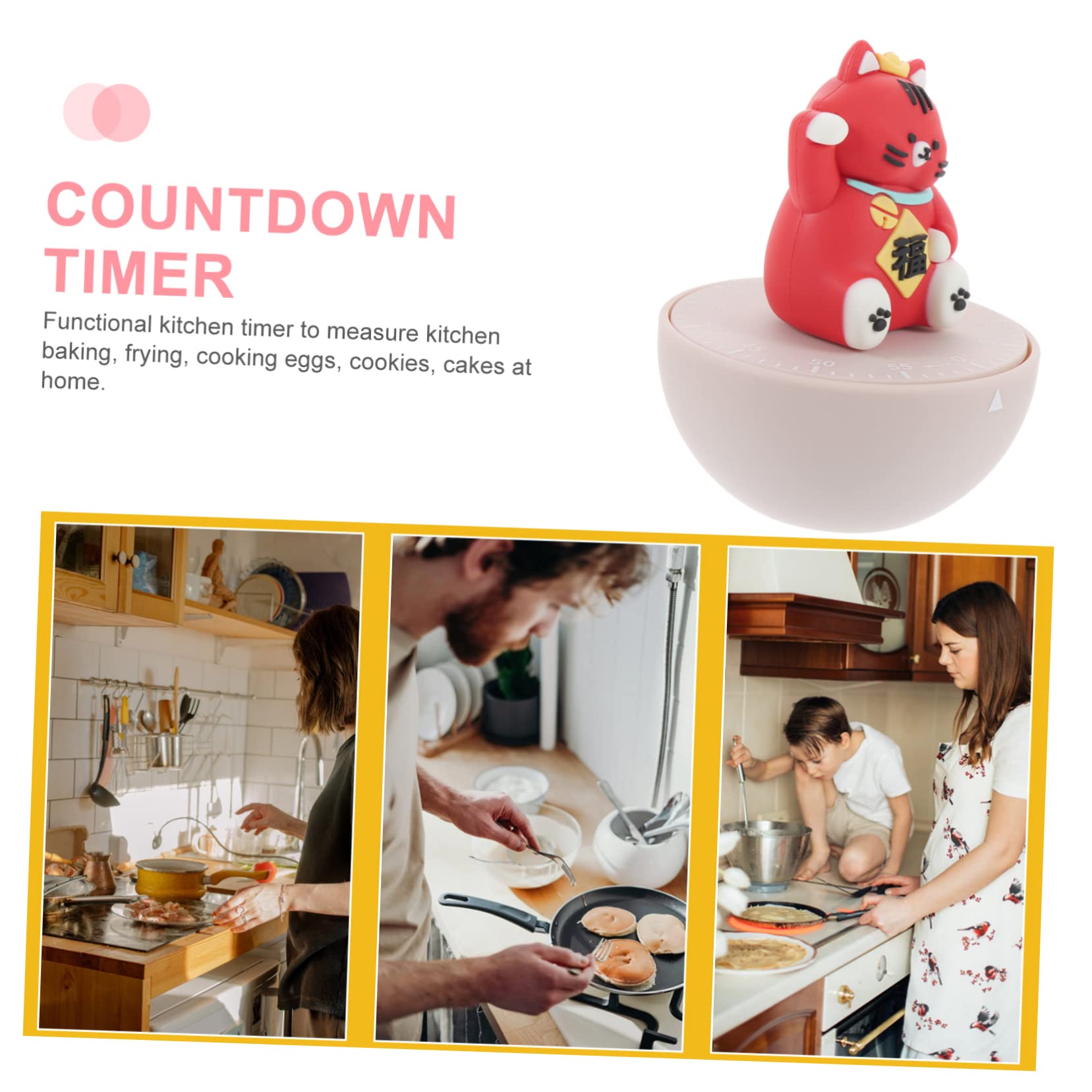 PRETYZOOM Timer Da Cucina Con Conto Alla Rovescia Meccanico Da 5 Pezzi Design A Forma Di Gatto Per La Cucina E La Gestione Del Tempo