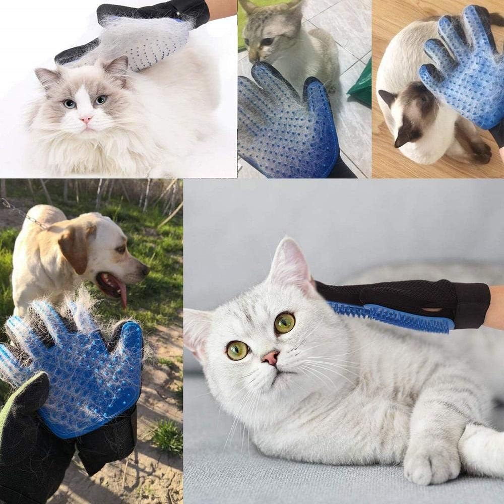 Pet Comb Blue 2 Pairs Pet Soft Silicone Glove Dog Cat Grooming Hair Deshedding Brush Comb Animal Hair Removal Glove