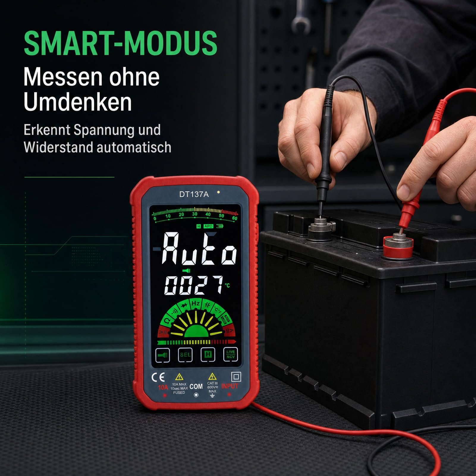 Digital Multi Touchscreen, DT137A, VA Farbbildschirm, TRMS, Rot