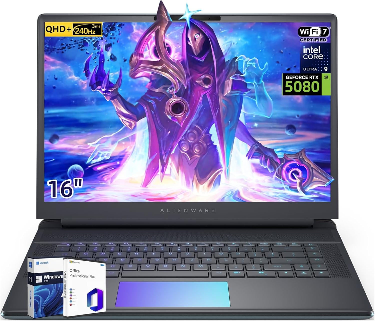 Alienware 16 Area-51 Gaming Laptop, Intel Ultra 9 275HX(Beats i9), NVIDIA RTX 5080 16GB GDDR7, 16″ QHD+ 240Hz 3ms 500Nits, 4K Camera, WiFi 7, BT 5.4, 64 GB DDR5, 8 TB SSD, Windows 11 Pro, Office Pro