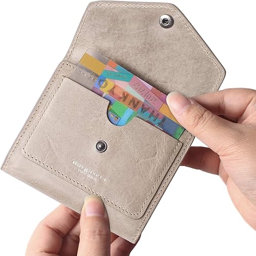 Miniatura 2 de Cartera pequeña para mujer, de piel auténtica, con bloqueo RFID, organizador de bolsillo, compacto, plegable, mini monedero para mujer