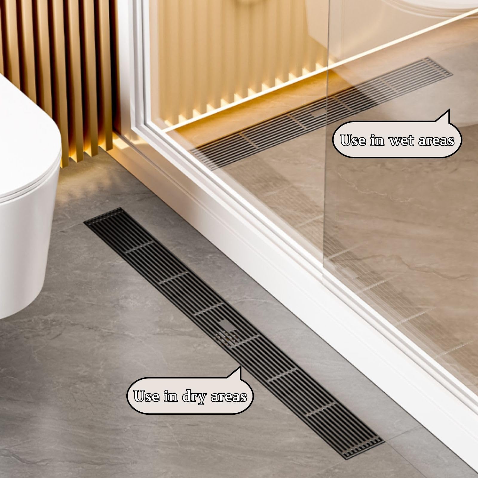 8cm de Ancho Gris Desagüe de Suelo Antiolor para Baño de Acero Inoxidable 304 Diseño Hueco Fácil Instalación con Núcleo de Ducha Antibloqueo de Gran Capacidad(8 * 120cm)