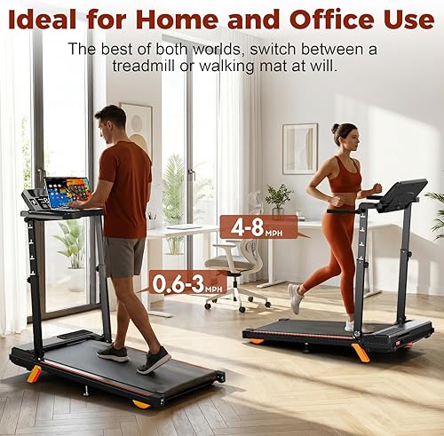 Miniatura 6 de Caminadora con escritorio, caminadora plegable para el hogar, caminadora silenciosa con 10% de inclinación, capacidad de peso de 300 libras para