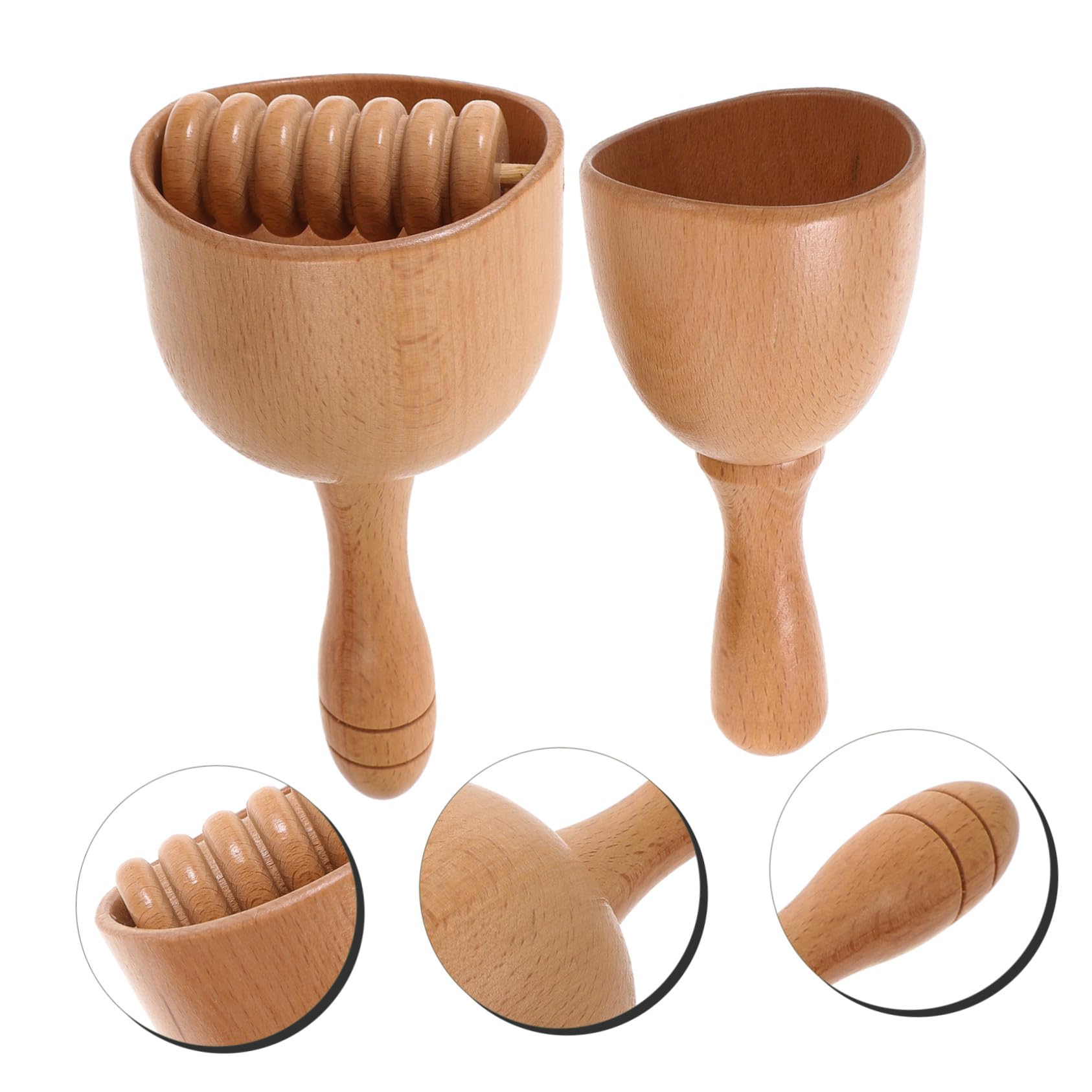 VALICLUD Rodillos de Masaje de Madera 2 Piezas Taza de Masajeador Manual Pequeño Antideslizante para Espalda y Músculos Uso Casero Gimnasio y Viaje Cuidado Corporal Relajación Profunda