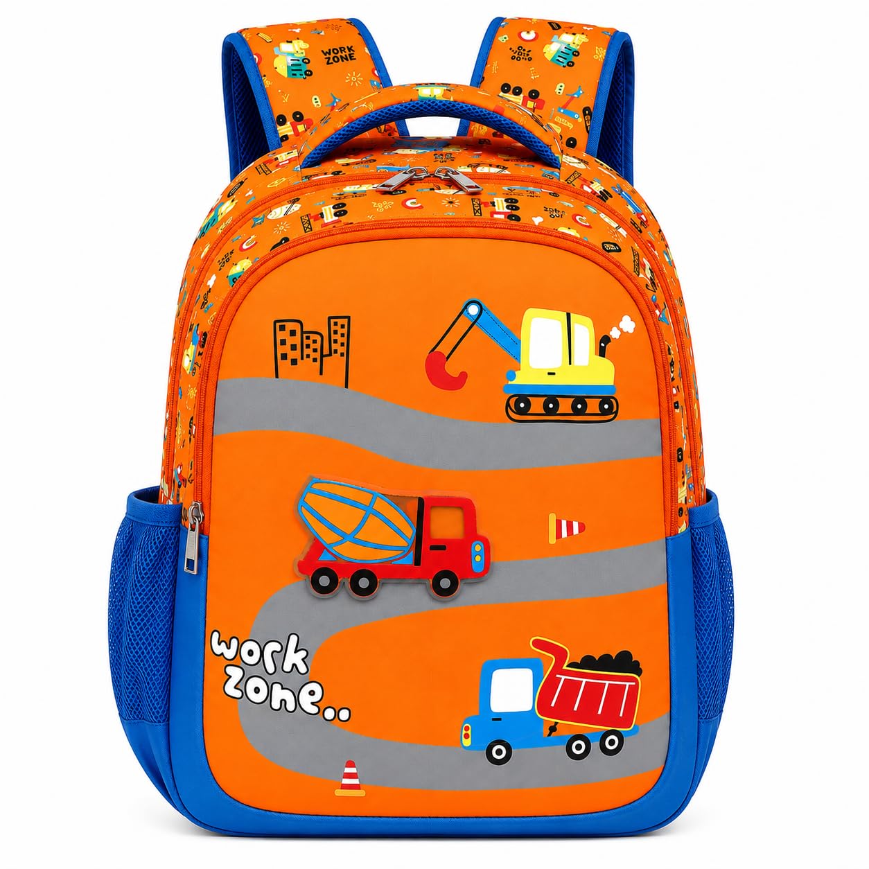 priority 18 L School Backpack | Water Resistant Pvc Bag (14 Inch| Orange & Teal Blue)-picture-4
