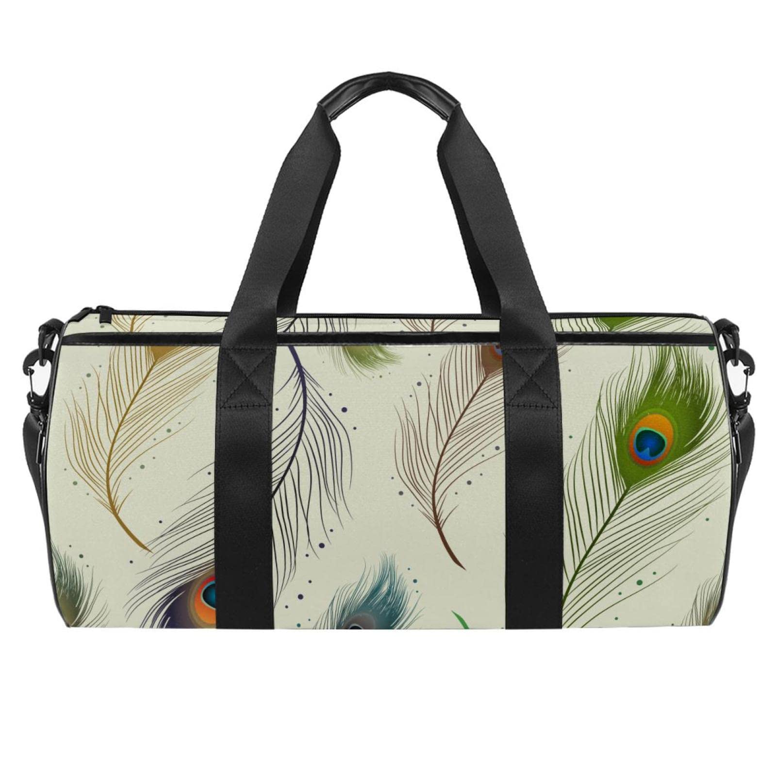 Adornori Watercolor Peacock Gym Bag For Women - Lightweight Waterproof Duffle, 18x9x10 Inch, Weekender Travel & Sport Bag