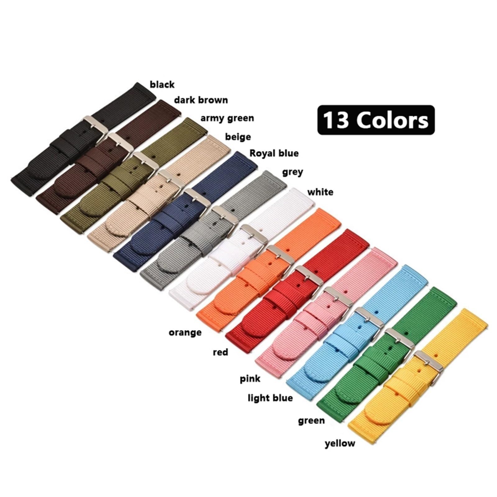 HABITZ Bracelet en nylon de qualité supérieure 18 mm 20 mm 22 mm 24 mm compatible for Samsung Galaxy Watch3 41 46 mm Watch42 46 mm Active2 40 44 mm Bracelet de montre for remplacement rapide (Color :