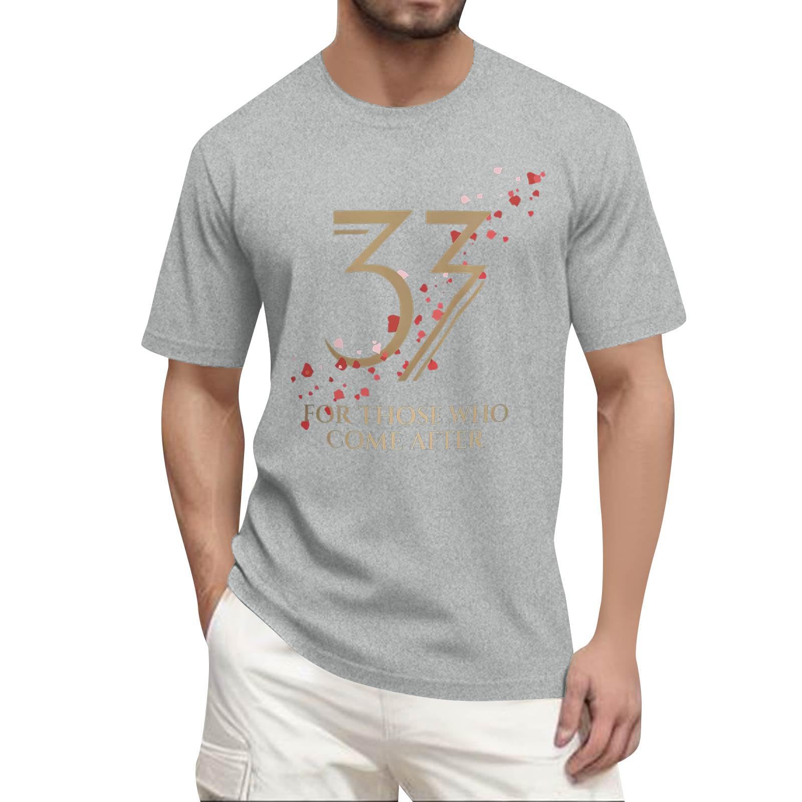 Unisex Expedition 33 Merch Clair Obscur Expedition 33 Game Shirt Printed Short Sleeves Top for Men Game Fans 01-Light Gray XL