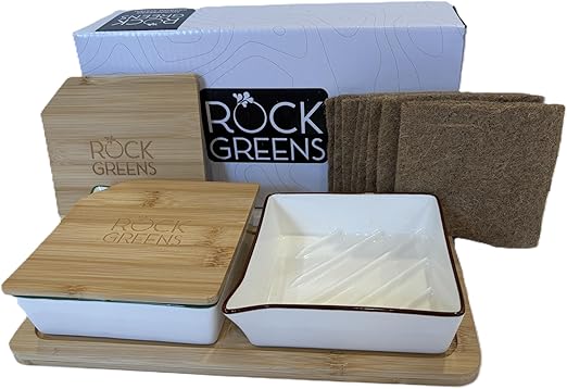 Microgreens Growing Kit. Easy-To-Use, Self-Watering. Includes Two Specially Designed Color-Coded Ceramic Trays With Matching Lids to Create an Optimal Cozy Microenvironment for Seeds; Mats, and a Tray