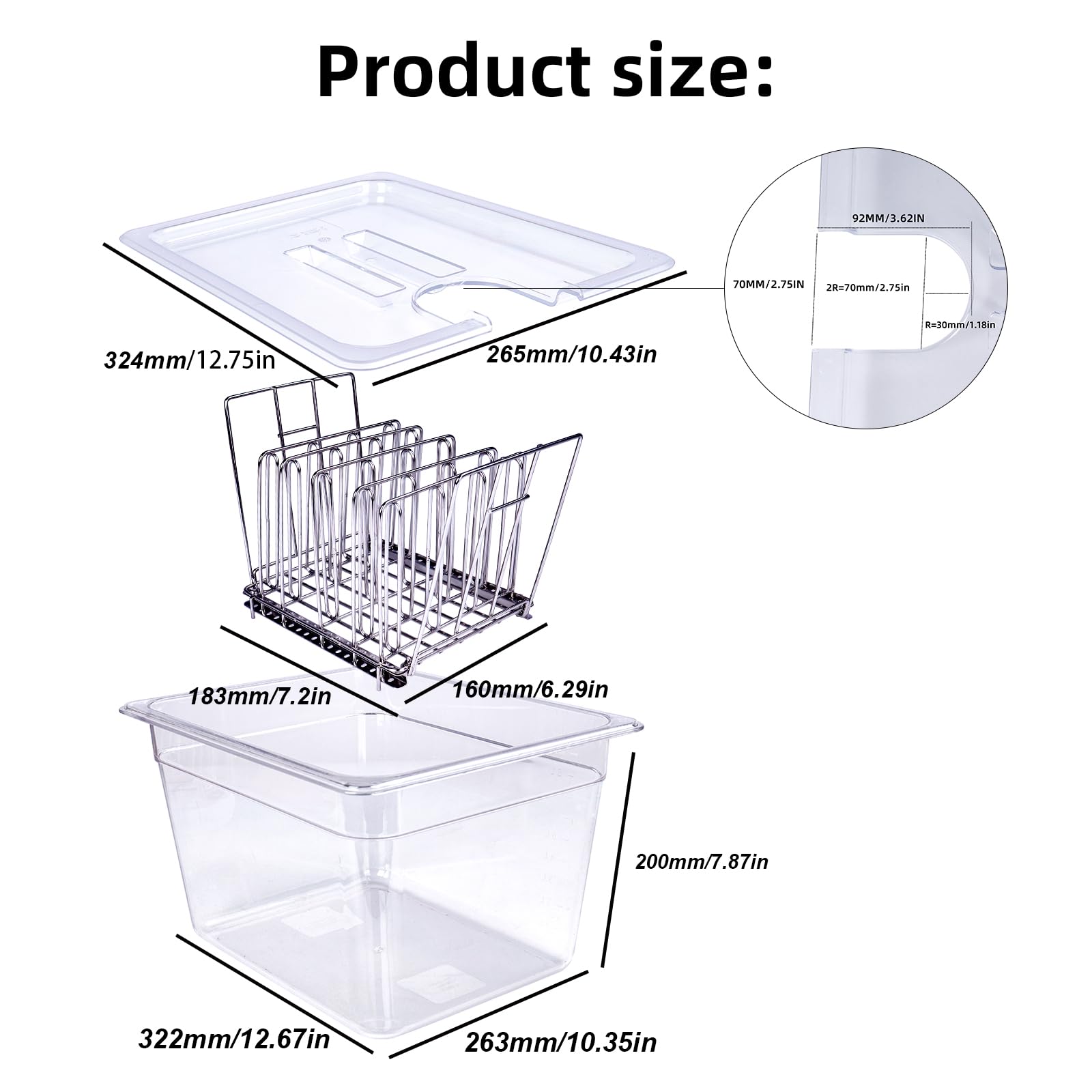 Grand récipient sous vide avec couvercle, kit de cuisson sous vide compatible avec les cuisinières instantanées Wancle Anova, Joule, pour cuisiniers à domicile, usage professionnel (12 l avec