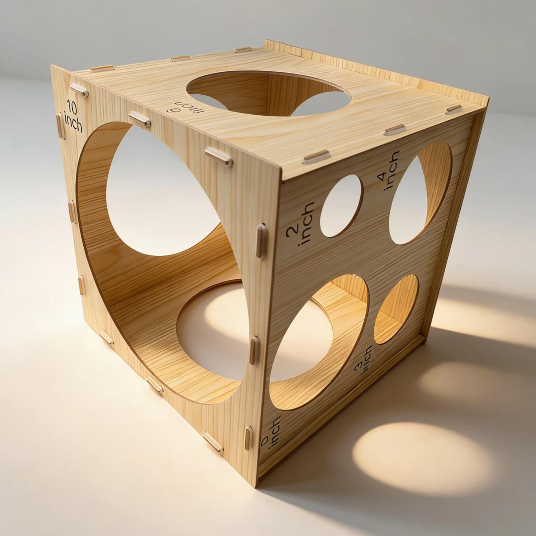 Huimai Collapsible Wood Balloon Sizer Box Cube, 9-Hole Balloon Measurement Tool for Balloon Decorations, Balloon Arch Kit Size Measuring Box (2-10 Inch)