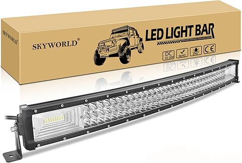 SKYWORLD Barra de luz LED curvada de 32 pulgadas, 405 W, combo de luces todoterreno para luces todoterreno IP67, lámpara antiniebla IP67,