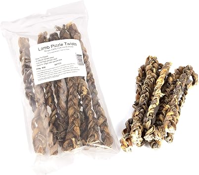 JR Pet Products 250g Braided Lamb Pizzle Twists Long Lasting Natural Dog Chew