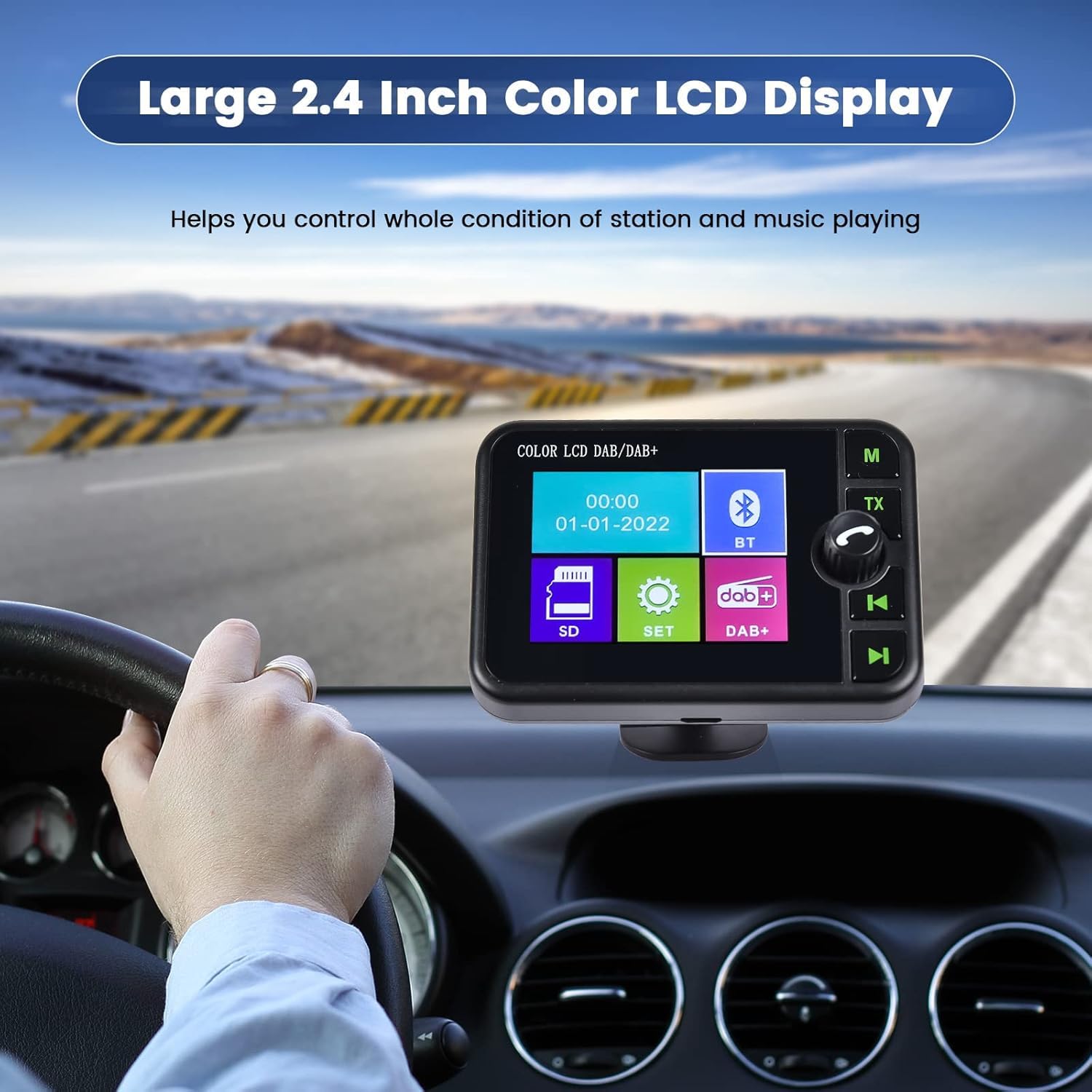 Hikity Dab/Dab+ Adaptador Radio 2,4" LCD BT Transmisor FM | Portátil. Manos Libres. Receptor Digital DAB. TF/AUX. Para Coche y Casa