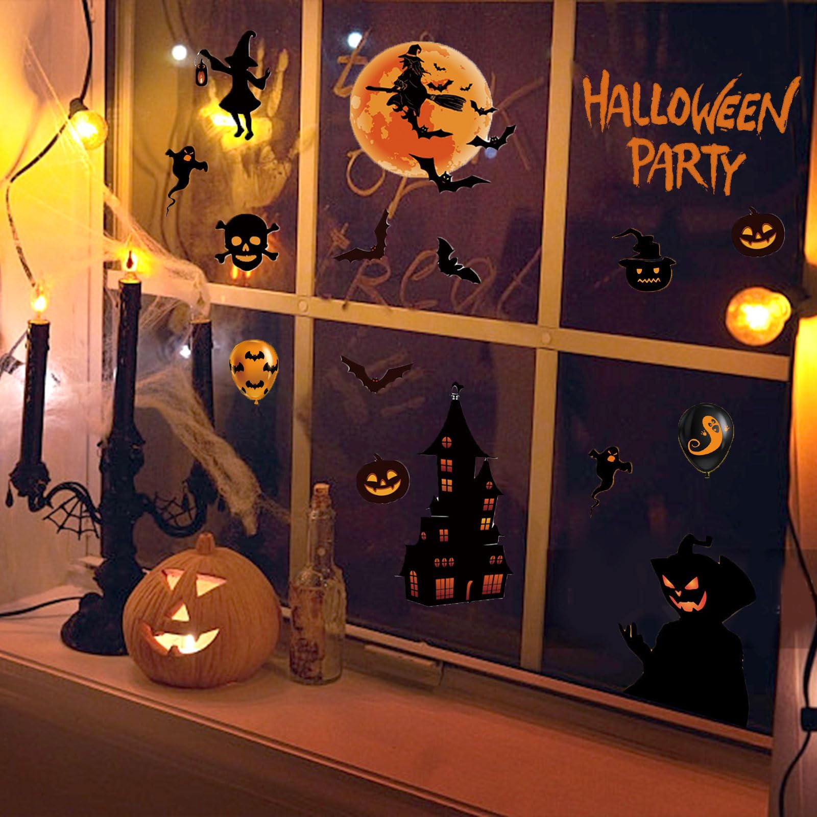 Akozon Autocollant De Fenêtre Autocollant Statique Squelette D'horreur